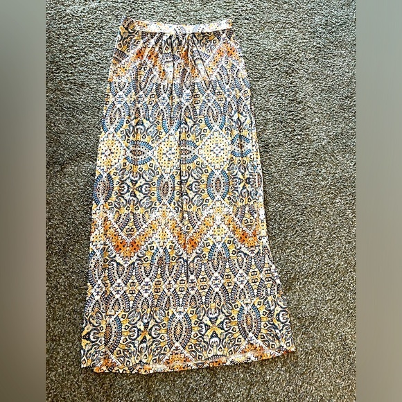 Cynthia Rowley Dresses & Skirts - Cynthia Rowley Long Pull on Skirt Blue Orange White Print Size Small